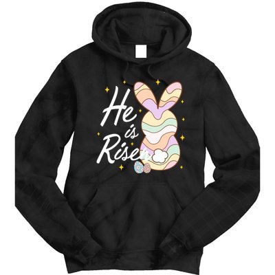 Retro He Is Risent Easter Sunday Tie Dye Hoodie