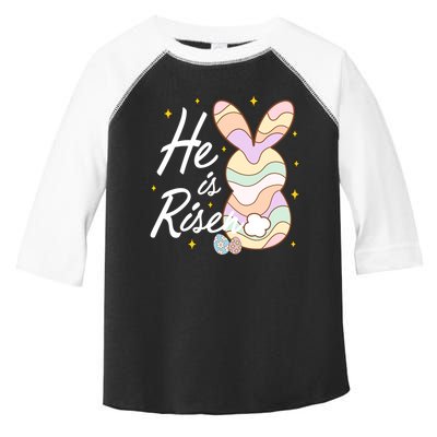 Retro He Is Risent Easter Sunday Toddler Fine Jersey T-Shirt