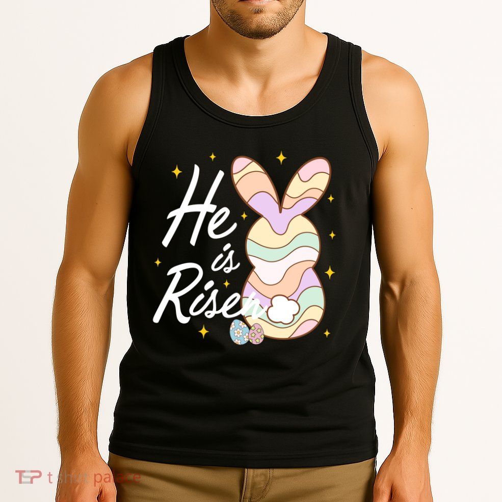 Retro He Is Risent Easter Sunday Tank Top