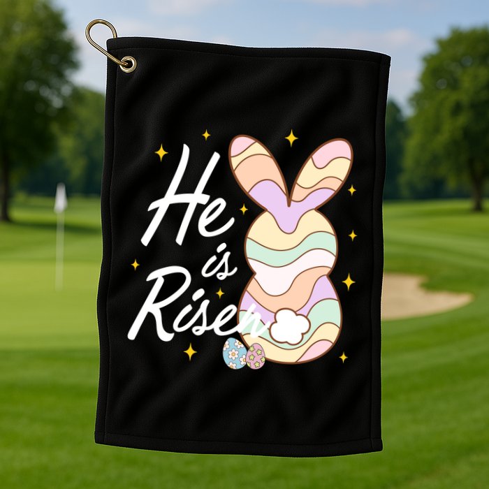 Retro He Is Risent Easter Sunday Golf Towel