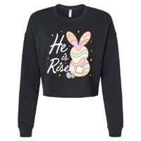 Retro He Is Risent Easter Sunday Cropped Pullover Crew