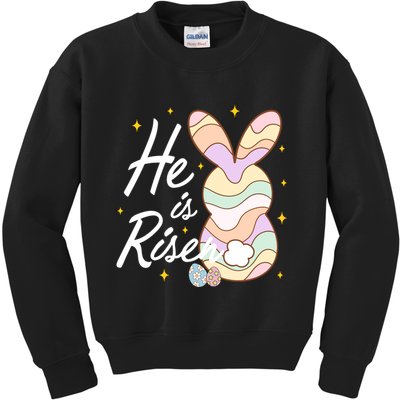 Retro He Is Risent Easter Sunday Kids Sweatshirt