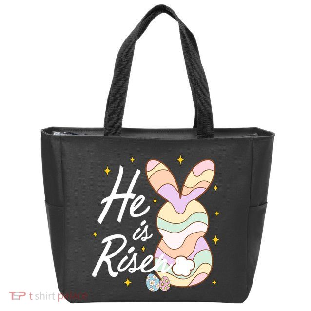 Retro He Is Risent Easter Sunday Zip Tote Bag