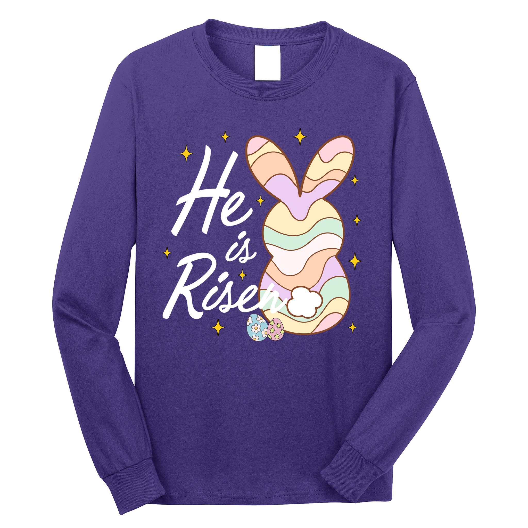 Retro He Is Risent Easter Sunday Long Sleeve Shirt