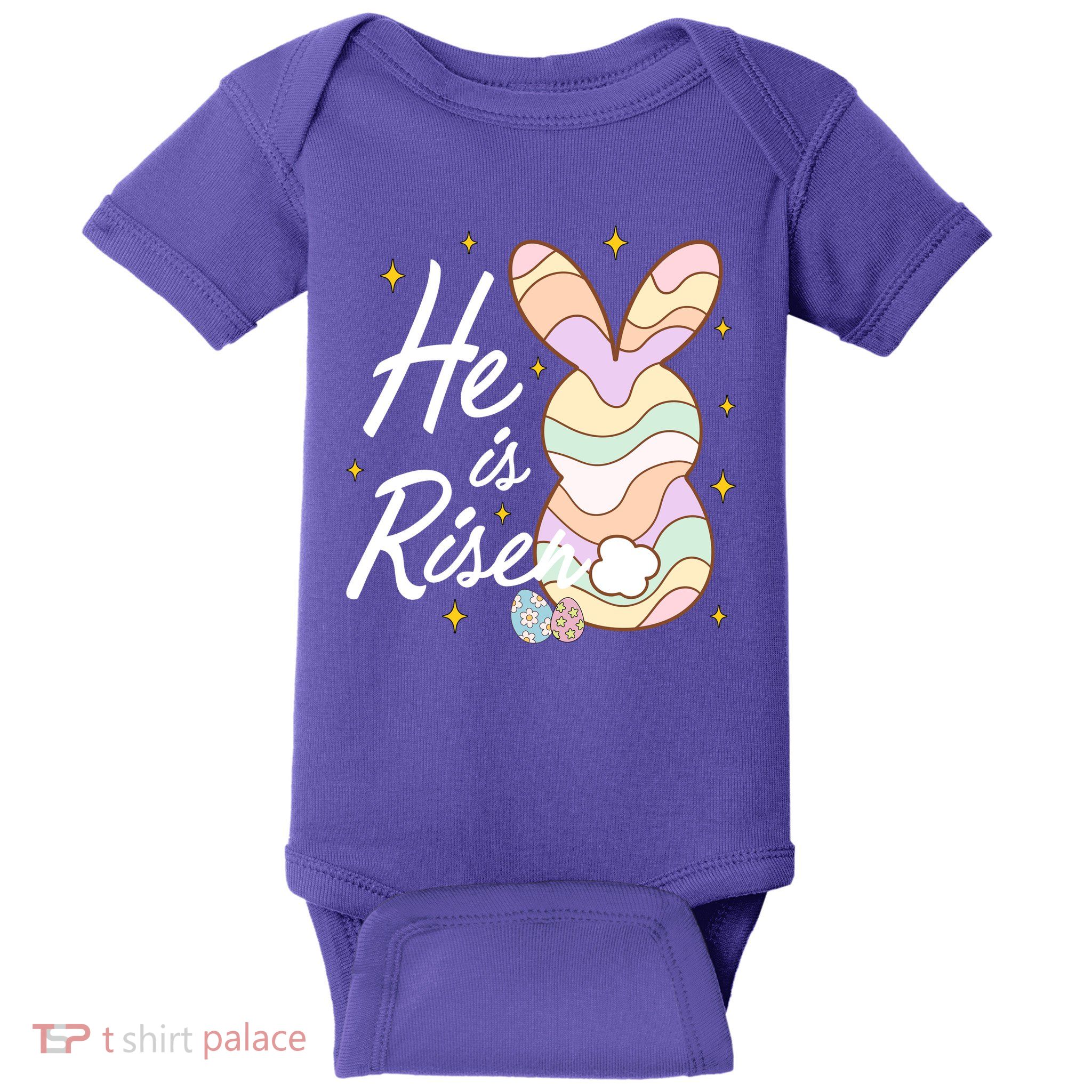 Retro He Is Risent Easter Sunday Baby Bodysuit