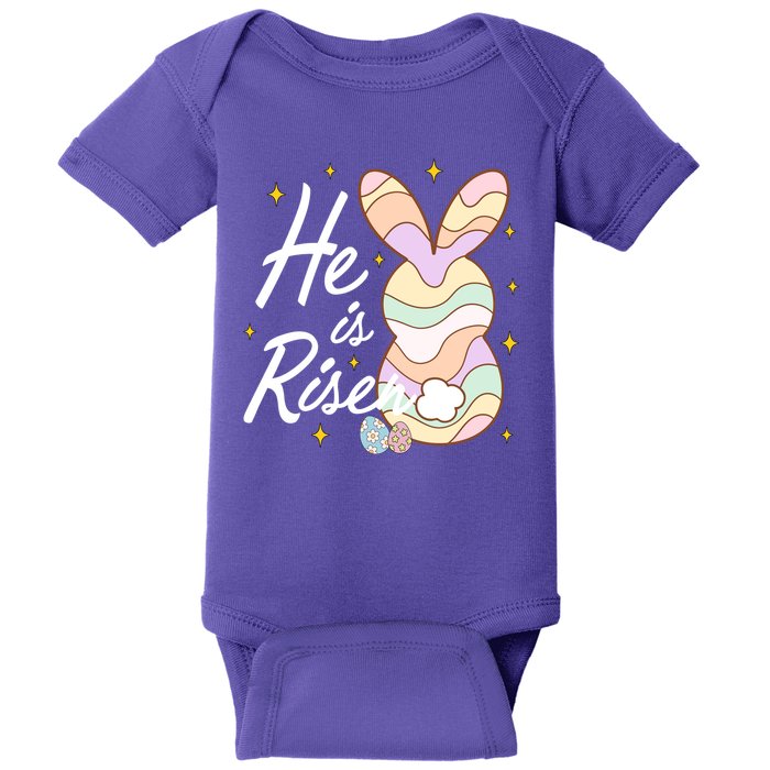 Retro He Is Risent Easter Sunday Baby Bodysuit