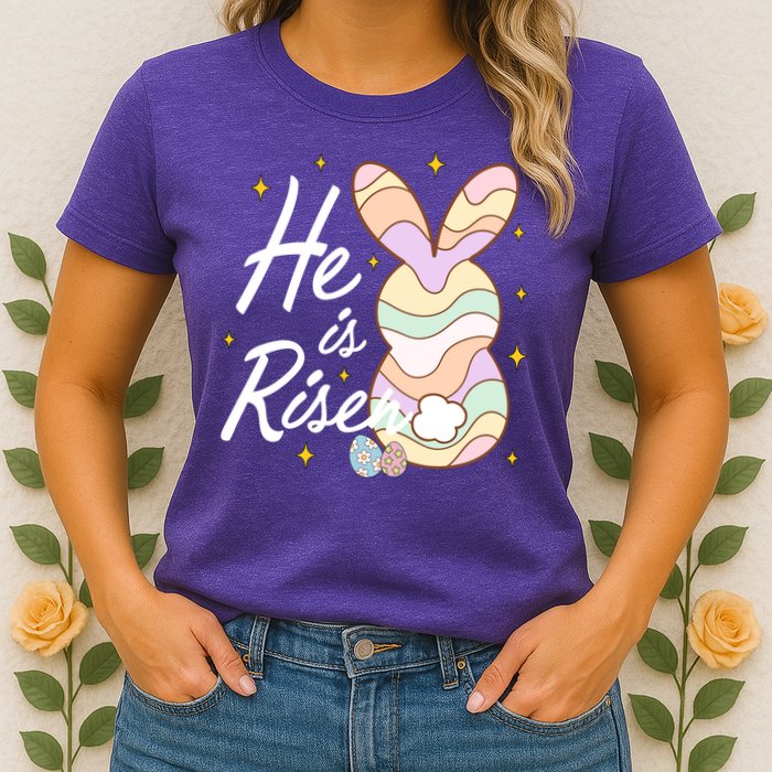 Retro He Is Risent Easter Sunday Womens T-Shirt