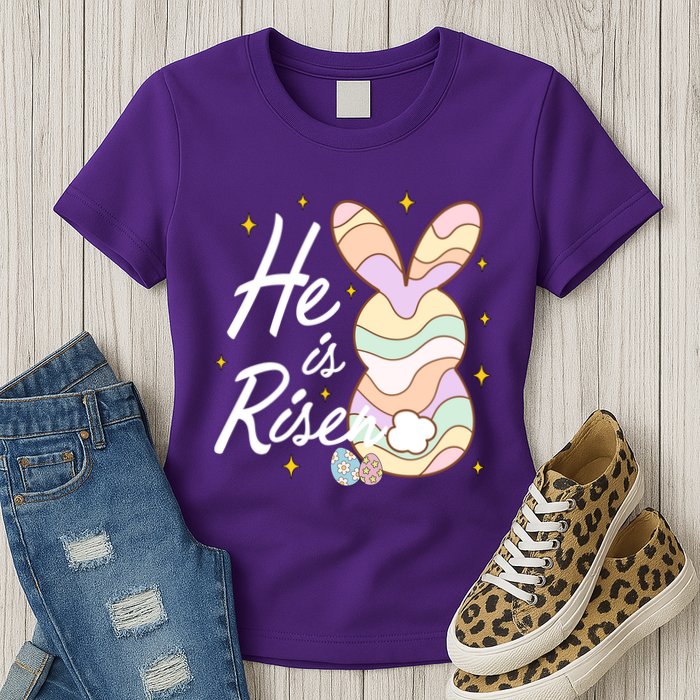 Retro He Is Risent Easter Sunday Womens T-Shirt