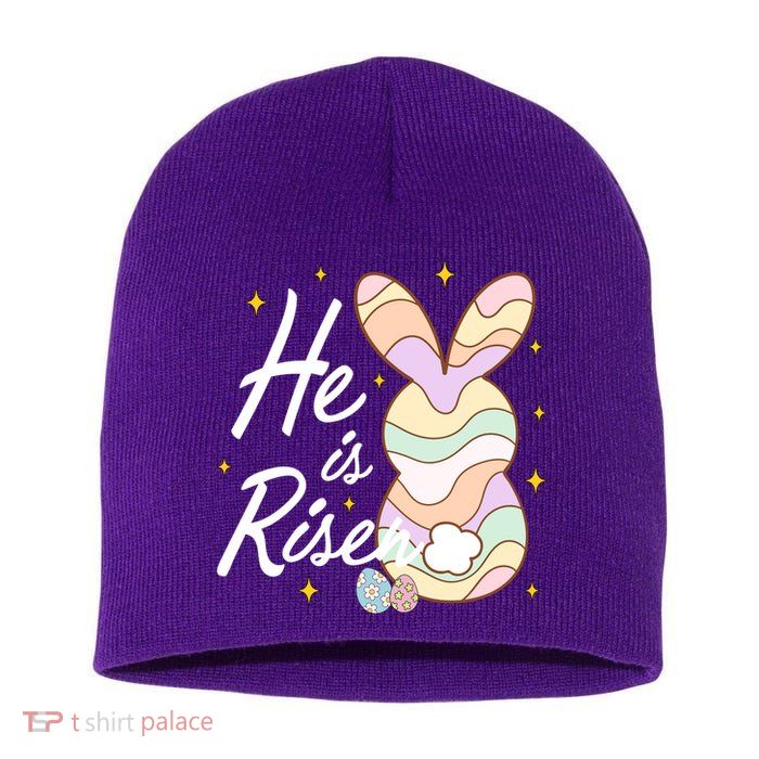 Retro He Is Risent Easter Sunday Short Acrylic Beanie