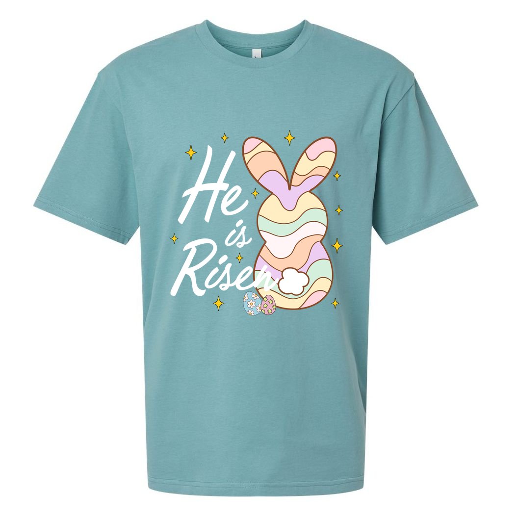 Retro He Is Risent Easter Sunday Sueded Cloud Jersey T-Shirt