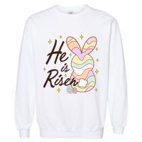 Retro He Is Risent Easter Sunday Garment-Dyed Sweatshirt