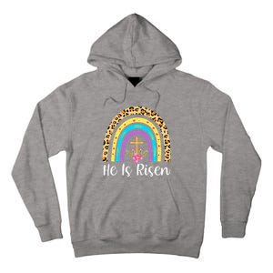 Rainbow He Is Risen Leopard Christian Jesus Happy Easter Day Tall Hoodie