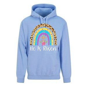 Rainbow He Is Risen Leopard Christian Jesus Happy Easter Day Unisex Surf Hoodie