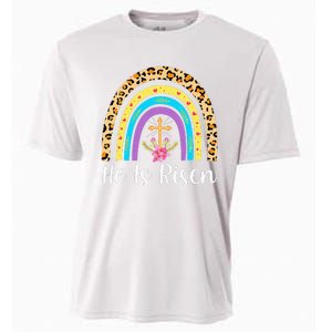 Rainbow He Is Risen Leopard Christian Jesus Happy Easter Day Cooling Performance Crew T-Shirt