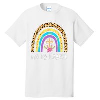 Rainbow He Is Risen Leopard Christian Jesus Happy Easter Day Tall T-Shirt