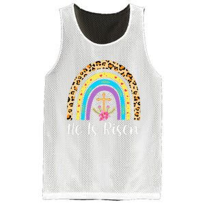 Rainbow He Is Risen Leopard Christian Jesus Happy Easter Day Mesh Reversible Basketball Jersey Tank