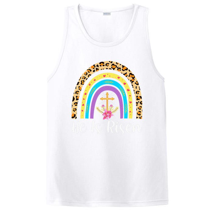 Rainbow He Is Risen Leopard Christian Jesus Happy Easter Day PosiCharge Competitor Tank