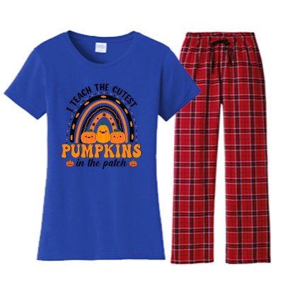 Rainbow Halloween I Teach The Cutest Pumpkins In The Patch Gift Women's Flannel Pajama Set