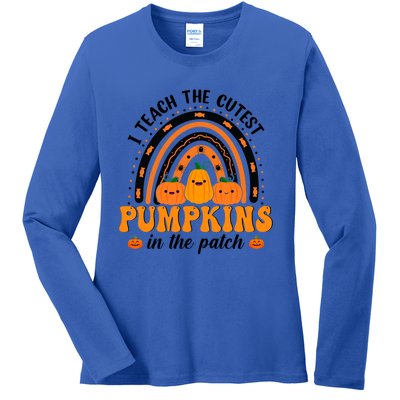 Rainbow Halloween I Teach The Cutest Pumpkins In The Patch Gift Ladies Long Sleeve Shirt