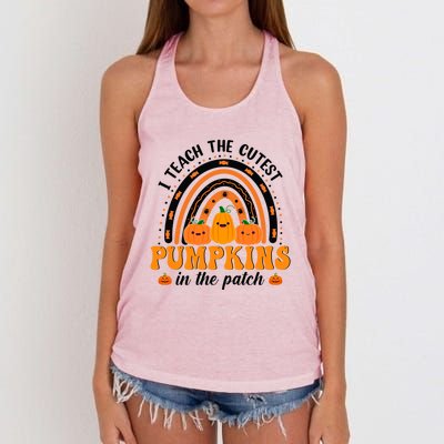 Rainbow Halloween I Teach The Cutest Pumpkins In The Patch Gift Women's Knotted Racerback Tank