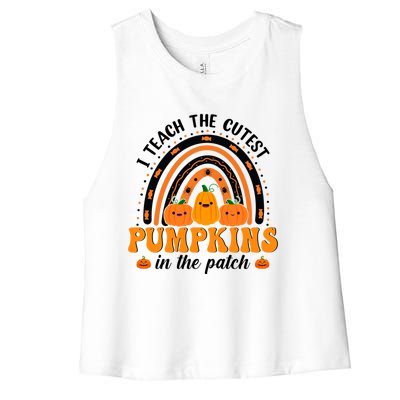 Rainbow Halloween I Teach The Cutest Pumpkins In The Patch Gift Women's Racerback Cropped Tank