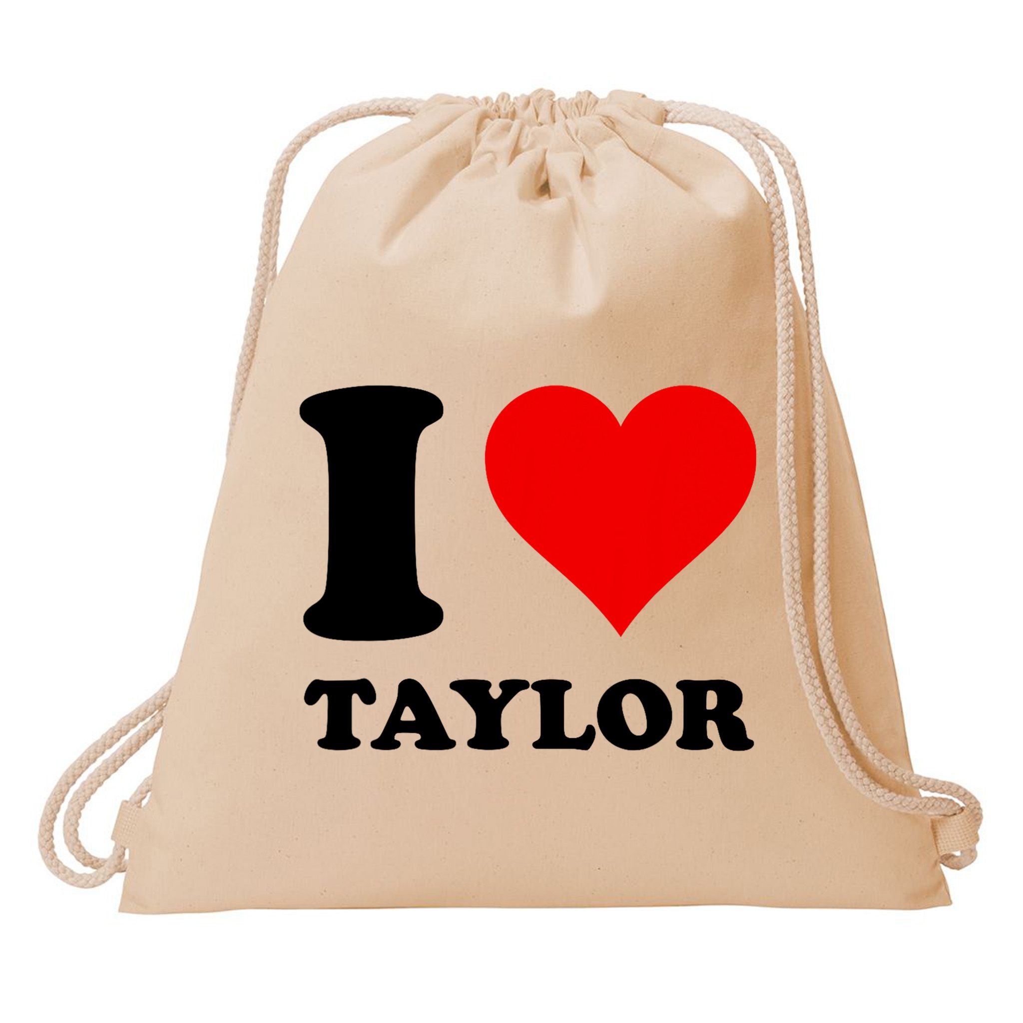 Red Heart I Love Taylor Drawstring Bag