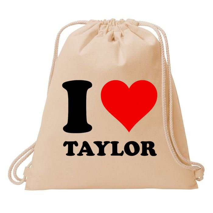 Red Heart I Love Taylor Drawstring Bag