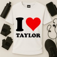 Red Heart I Love Taylor Cooling Performance Crew T-Shirt