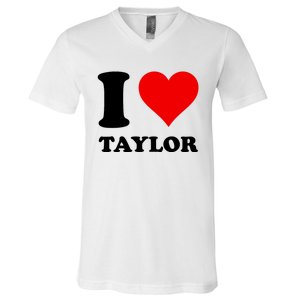 Red Heart I Love Taylor V-Neck T-Shirt