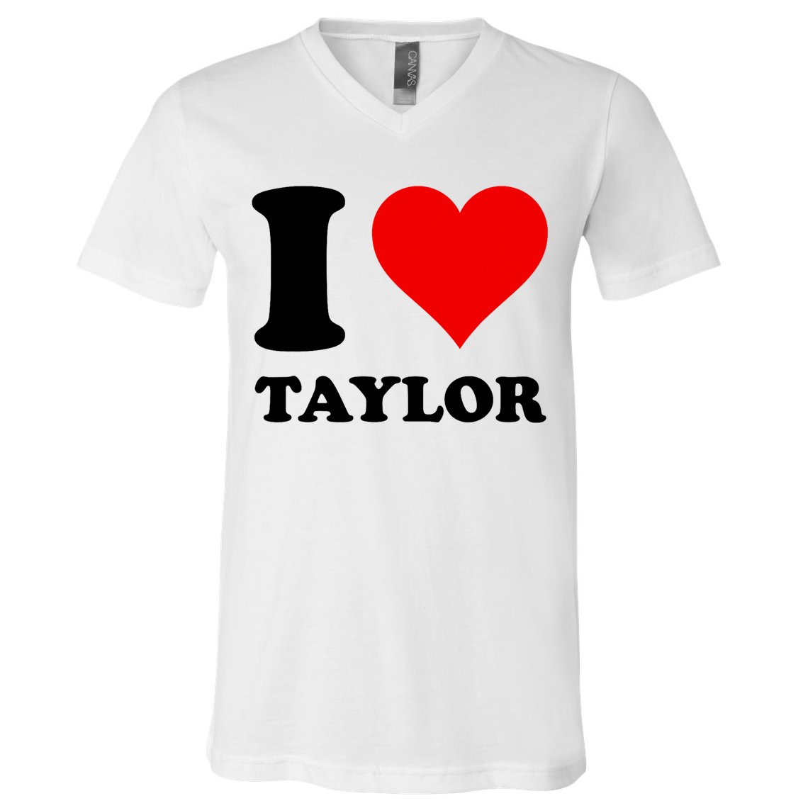 Red Heart I Love Taylor V-Neck T-Shirt