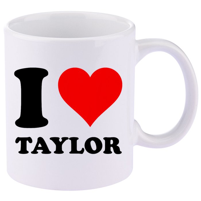 Red Heart I Love Taylor 11oz C Handle Ceramic Mug