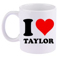 Red Heart I Love Taylor 11oz C Handle Ceramic Mug