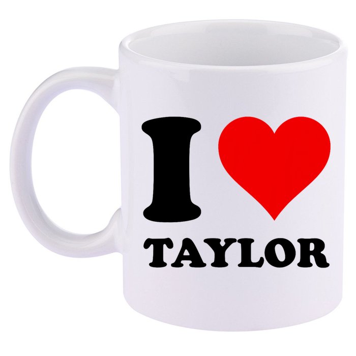 Red Heart I Love Taylor 11oz C Handle Ceramic Mug