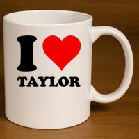 Red Heart I Love Taylor 11oz C Handle Ceramic Mug