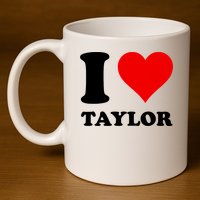 Red Heart I Love Taylor 11oz C Handle Ceramic Mug