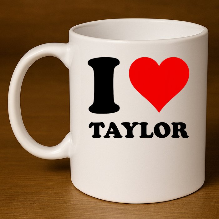 Red Heart I Love Taylor 11oz C Handle Ceramic Mug