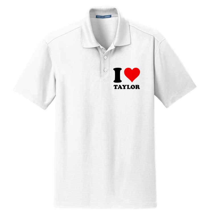 Red Heart I Love Taylor Dry Zone Grid Polo