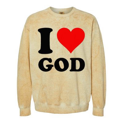 Red Heart I Love God Colorblast Crewneck Sweatshirt