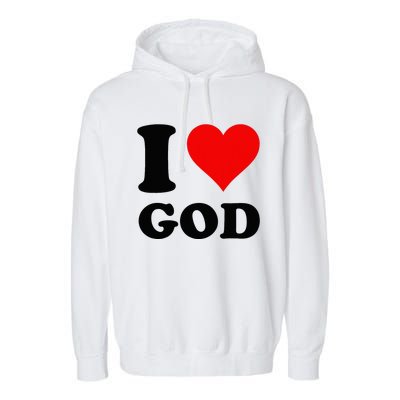 Red Heart I Love God Garment-Dyed Fleece Hoodie