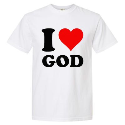 Red Heart I Love God Garment-Dyed Heavyweight T-Shirt