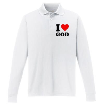 Red Heart I Love God Performance Long Sleeve Polo