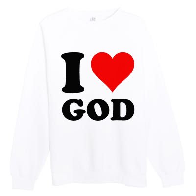 Red Heart I Love God Premium Crewneck Sweatshirt