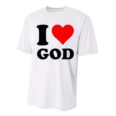 Red Heart I Love God Performance Sprint T-Shirt