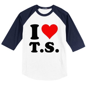 Red Heart I Love TS Baseball Sleeve Shirt