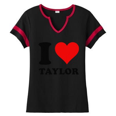 Red Heart I Love Taylor Ladies Halftime Notch Neck Tee