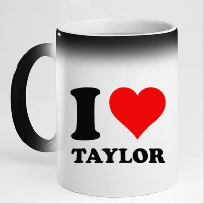 Red Heart I Love Taylor 11oz Black Color Changing Mug