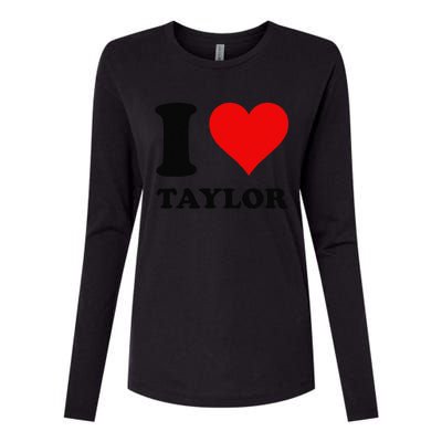 Red Heart I Love Taylor Womens Cotton Relaxed Long Sleeve T-Shirt