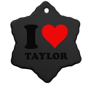 Red Heart I Love Taylor Ceramic Star Ornament