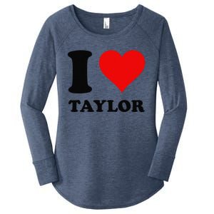 Red Heart I Love Taylor Women's Perfect Tri Tunic Long Sleeve Shirt