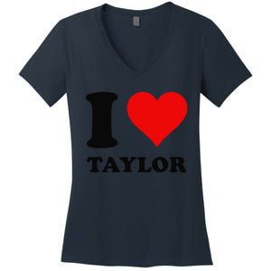 Red Heart I Love Taylor Women's V-Neck T-Shirt